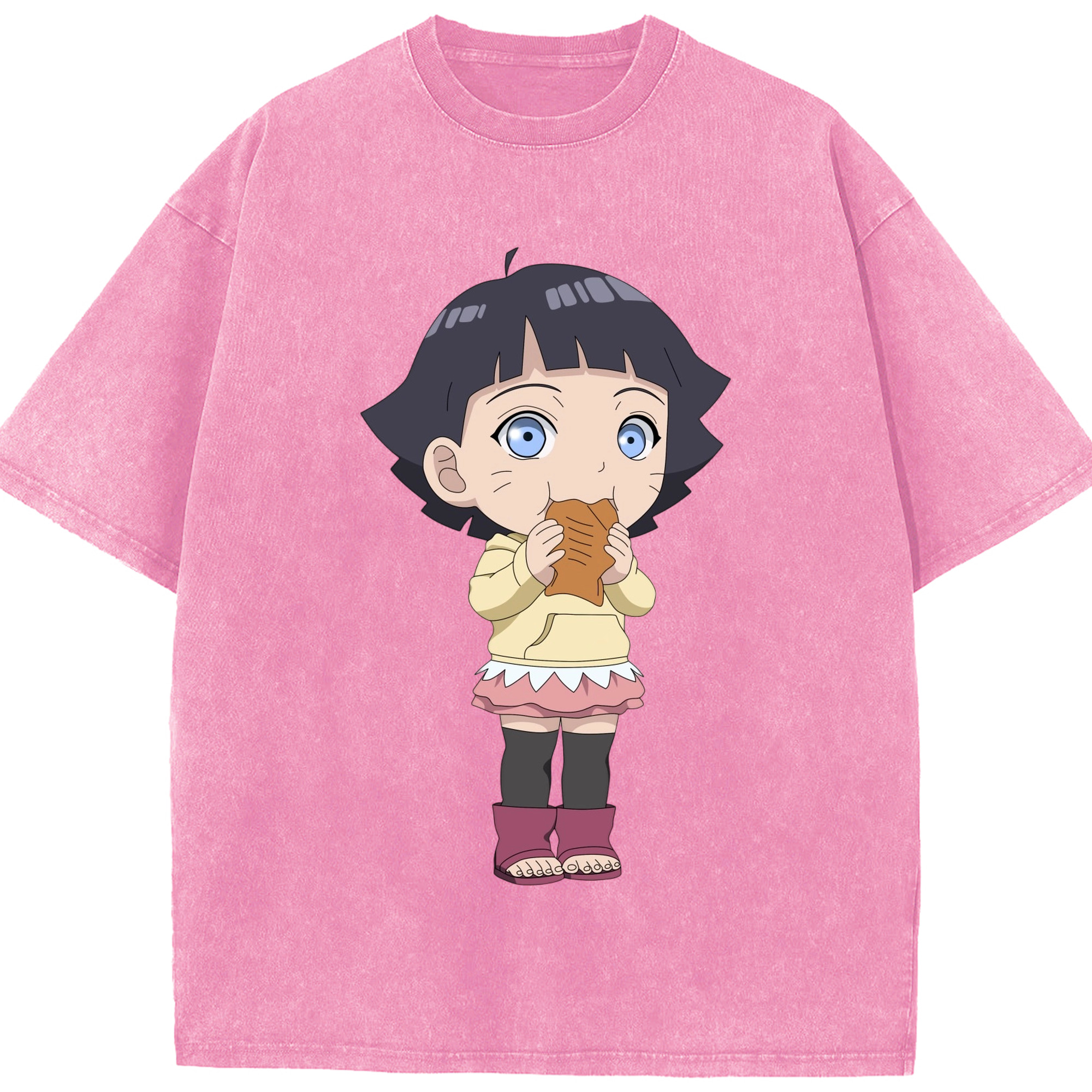 （画像用） NARUTO -ナルト- うずまき ヒマワリ Uzumaki Himawari 綿100% ヴィンテージ風 半袖Tシャツ（フロントプリント）
